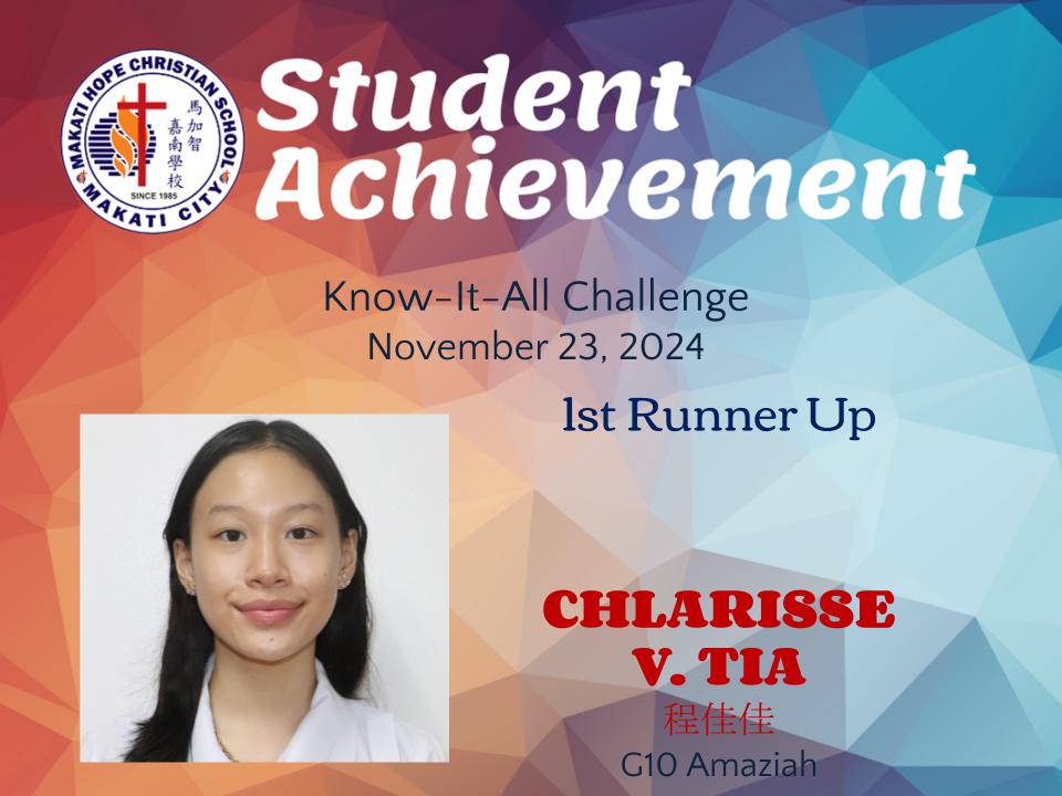 Chlarisse V. Tia KIA - 1st Runner Up